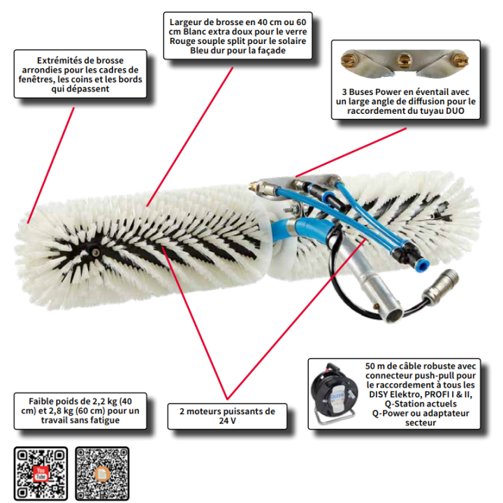 Brosse de nettoyage rotative 40cm pour grandes surfaces de façades